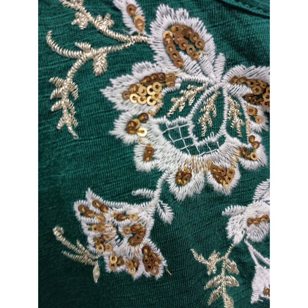 Style & Co. Emerald Green Embroidered Peasant Blouse - Picture 7 of 12